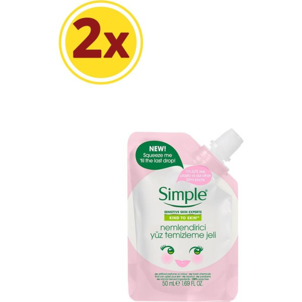 Simple Kind To Skin Mini Nemlendirici Yüz Temizleme Jeli 50 ml X2 Cilt Temizleme ve Peeling Fiyatı
