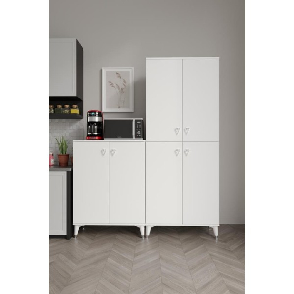 Simple SP6190 Çok Amaçlı Dolap 6 Kapaklı Mutfak Dolabı Balkon Dolabı Kiler Banyo Dolabı Ayakkabılık Beyaz Gümüş - Beyaz - Gümüş Mutfak Dolabı / Mobilyası Fiyatı