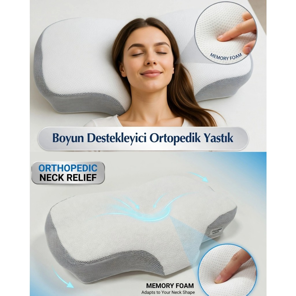 Simple The Pillow Ortopedik Visco Yastık Yeni Nesil Servikal Boyun Yastığı Boyun Ağrıları Içjn Özel Tasarım Yastık Boyun Kavisine Uygun Ergonomik Y... Yastık Kılıfı Fiyatı