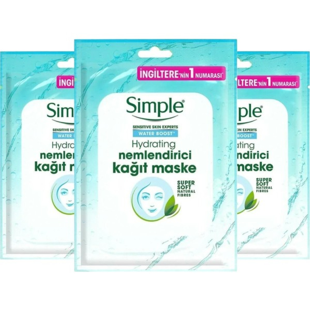 Simple Water Boost Hydrating Nemlendirici Kağıt Maske 21 ml X3 Maskeler Fiyatı