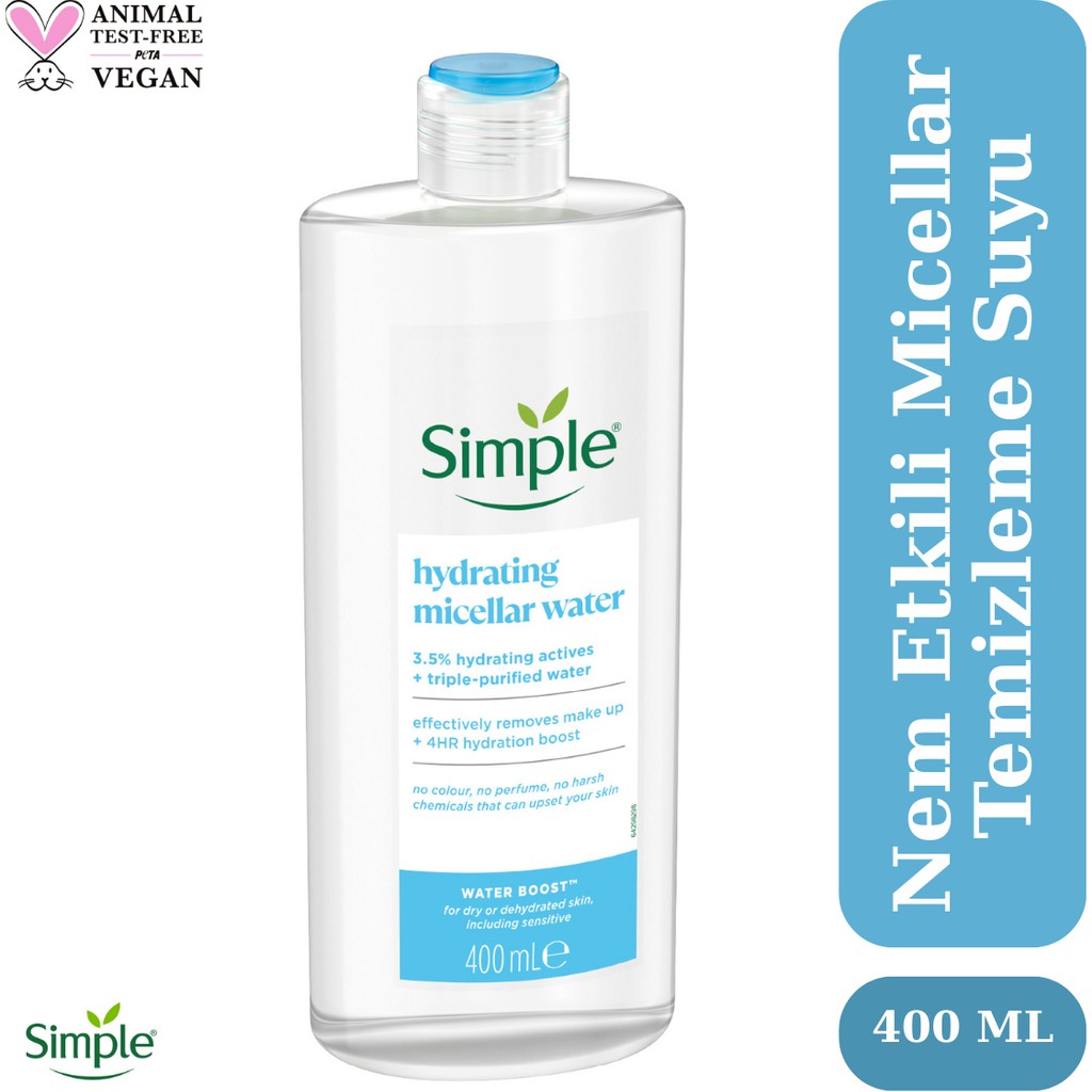 Simple Water Boost Kuru ve Hassas Ciltler İçin Nemlendirici Micellar Makyaj Temizleme Suyu 400 ML Diğer Fiyatı