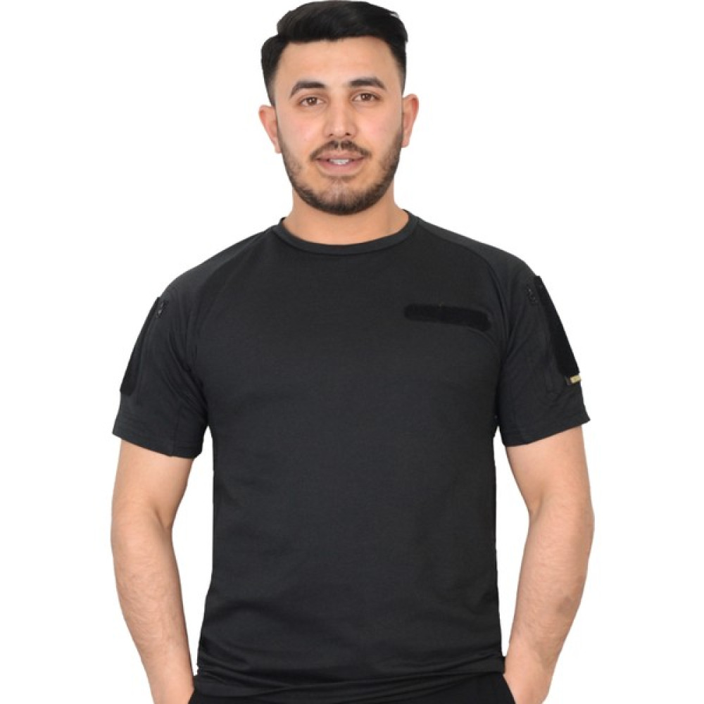 Şimşekoğlu 4 Cepli Siyah Kısa Kollu Taktik Tişört, Yandan Cepli T-Shirt Erkek T-shirt Fiyatı