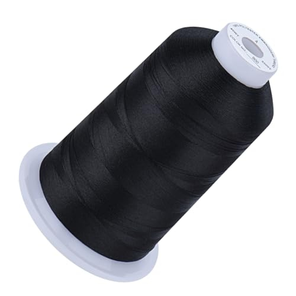 Simthread 5500Yds 40WT Embroidery Thread – 100% Polyester 170+ Vivid Colors, CPSC Certified, High-Speed (1000SPM) – Compatible with Brother, Singer, Janome & More - Black 900