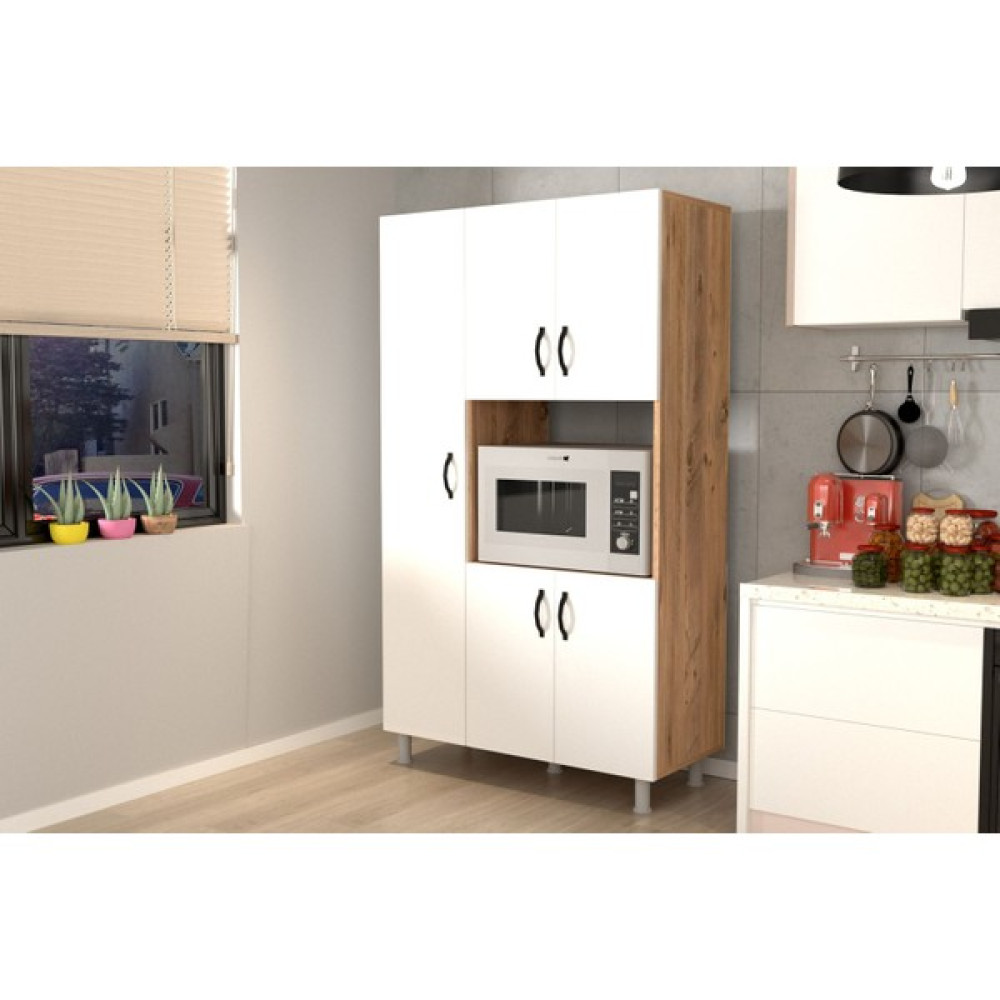 Simurg Home Simurg Çok Amaçlı Boy Dolap 5 Kapaklı -Atlantik Çam-Beyaz Gardrop & Dolap Fiyatı