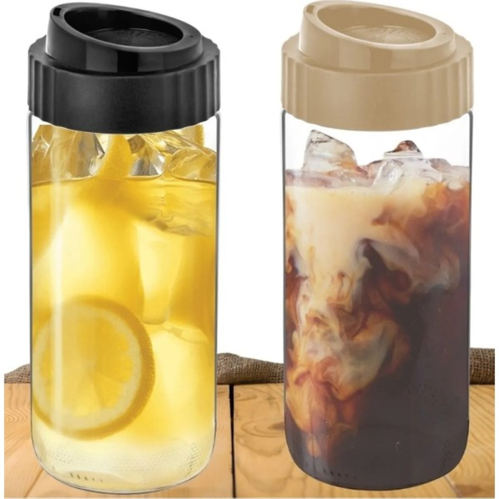 Simya Home Coffee Mug Cam Kahve Bardağı Yeniden Kullanılabilir Seyahat Kupası 2'li 500 ML Siyah -Beyaz Siyah -Krem - Siyah - Krem Oto Seyahat Ürünleri Fiyatı