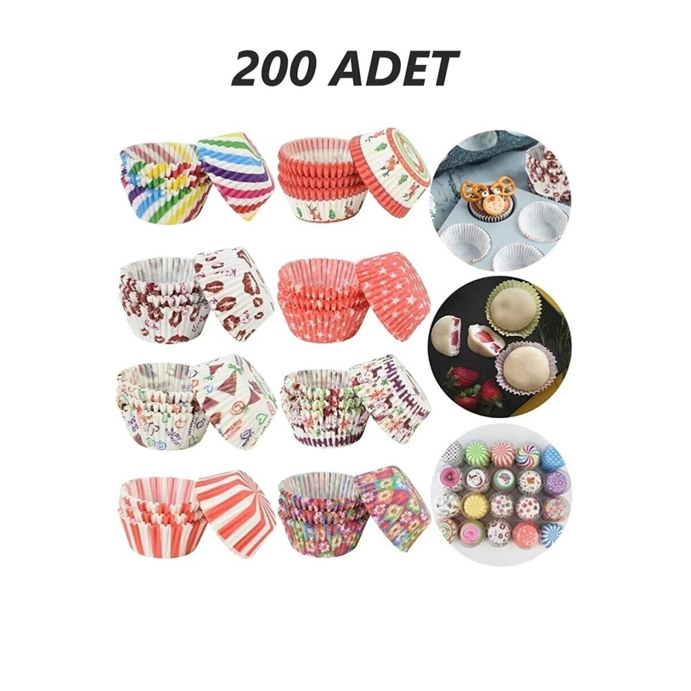 sin@rasta 200 Adet Muffin Kek Kalıbı & Kek Kapsülü Cupcake Muffin Kağıdı 200lü Renkli Kalıp Kek Kalıpları Fiyatı