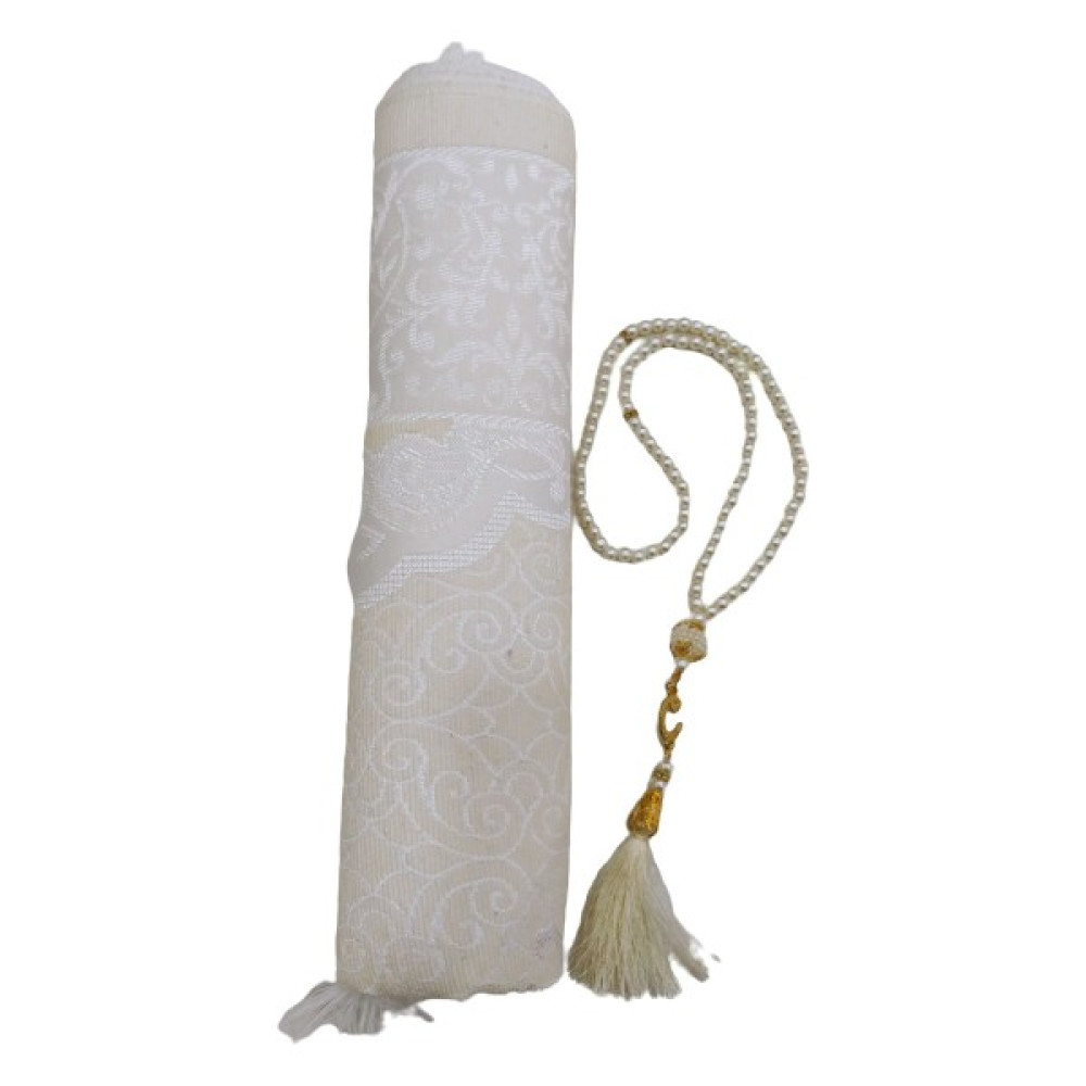 Sin@rasta Seccade Lüks Osmanlı Tafta Ipek-Beyaz-Inci 99 Tesbihli - Beyaz - 70 x 120 cm Seccade Fiyatı