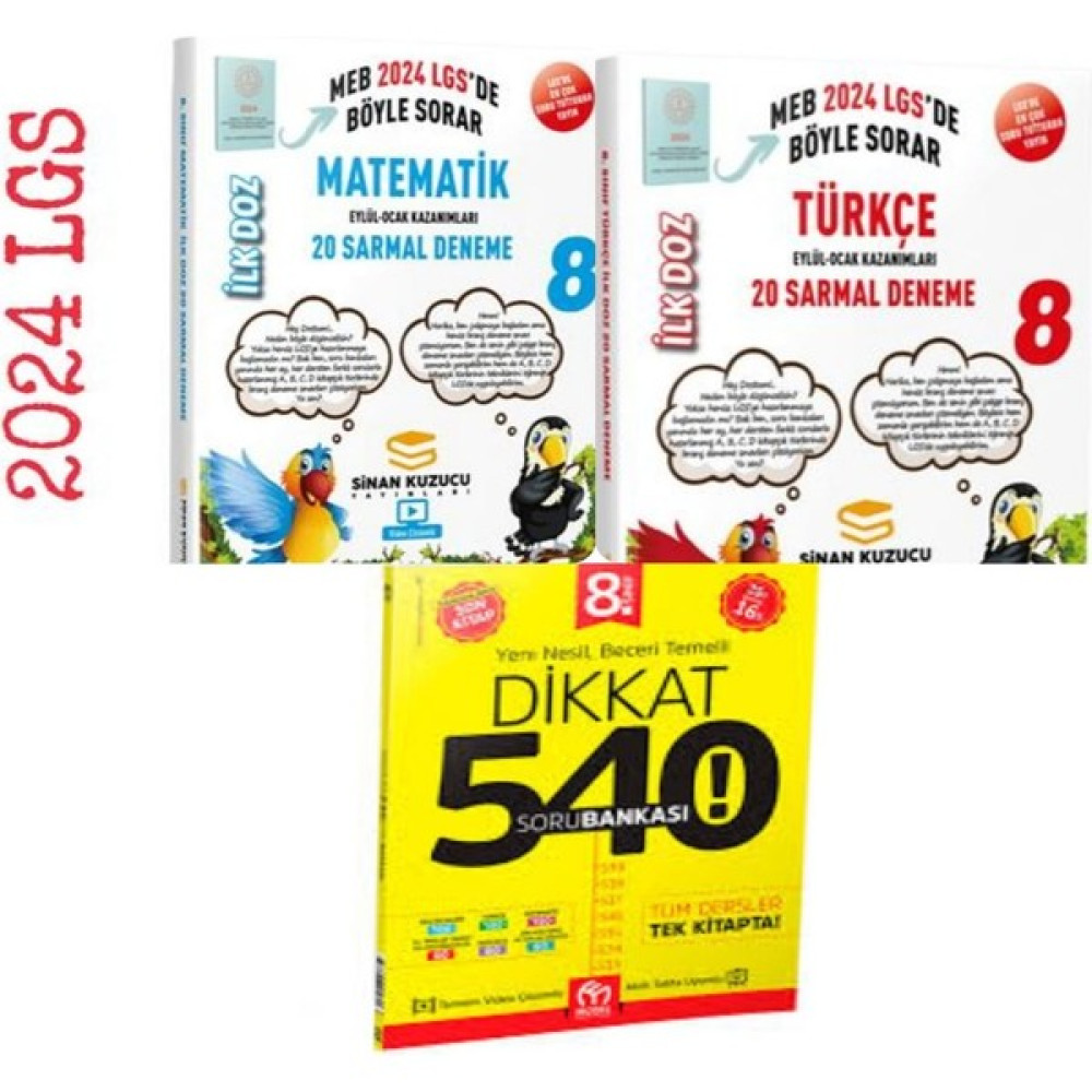 Sinan Kuzucu Yayınları 2024 Lgs Matematik+Türkçe Deneme (Ilk Doz)Seti+Model Eğitim Yayınları 8.sınıf Tüm Dersler Dikkat 540 Soru Bankası Tüm Dersler Fiyatı
