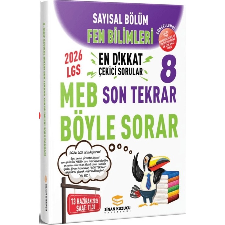 Sinan Kuzucu Yayınları 2026 Lgs Sayısal Bölüm Son Tekrar Fen Bilimleri Soru Bankası Diğer Fiyatı
