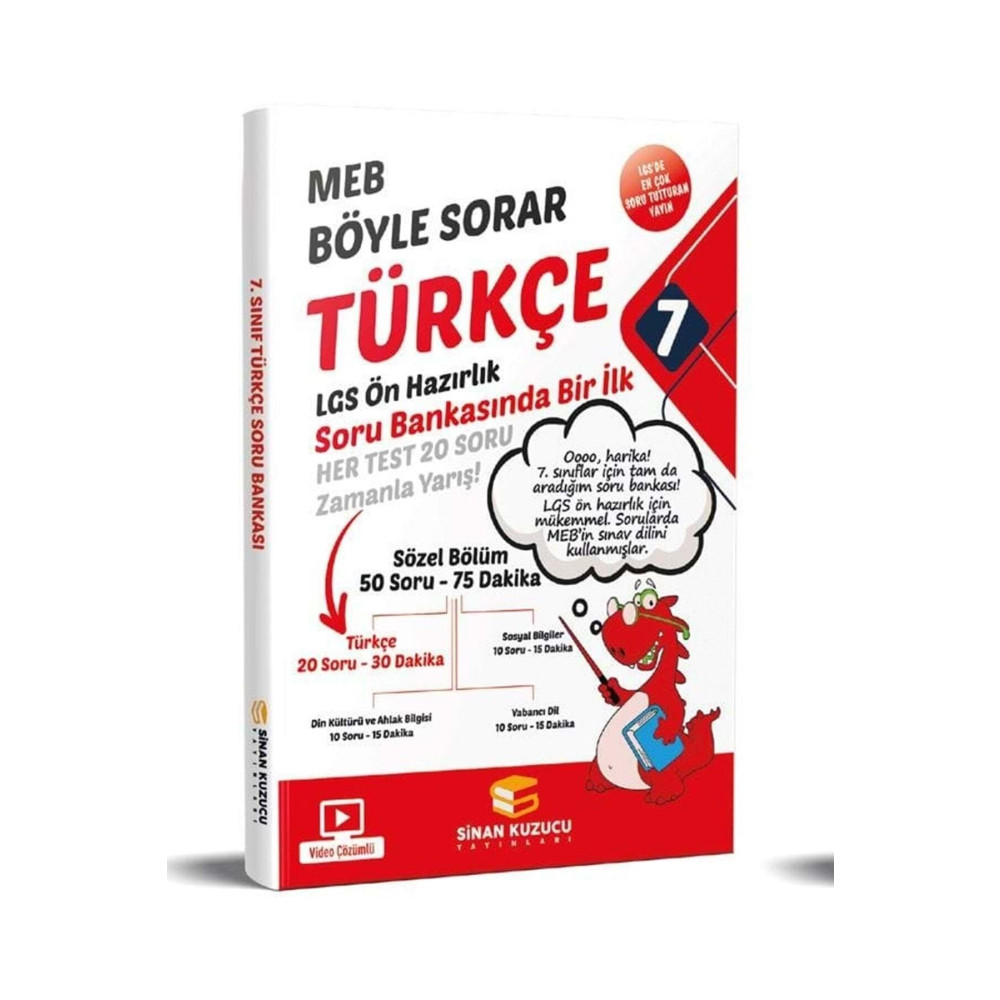 SİNAN KUZUCU YAYINLARI 7. Sınıf Meb Böyle Sorar Türkçe Soru Bankası Video Çözümlü Yardımcı Kitaplar Fiyatı