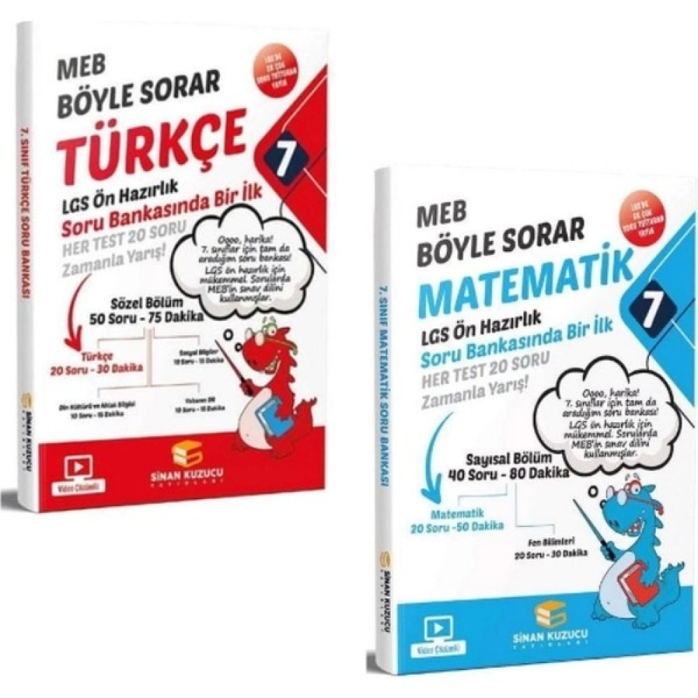 Sinan Kuzucu Yayınları 7. Sınıf Türkçe - Matematik Soru Bankaları 2 Kitap Tüm Dersler Fiyatı