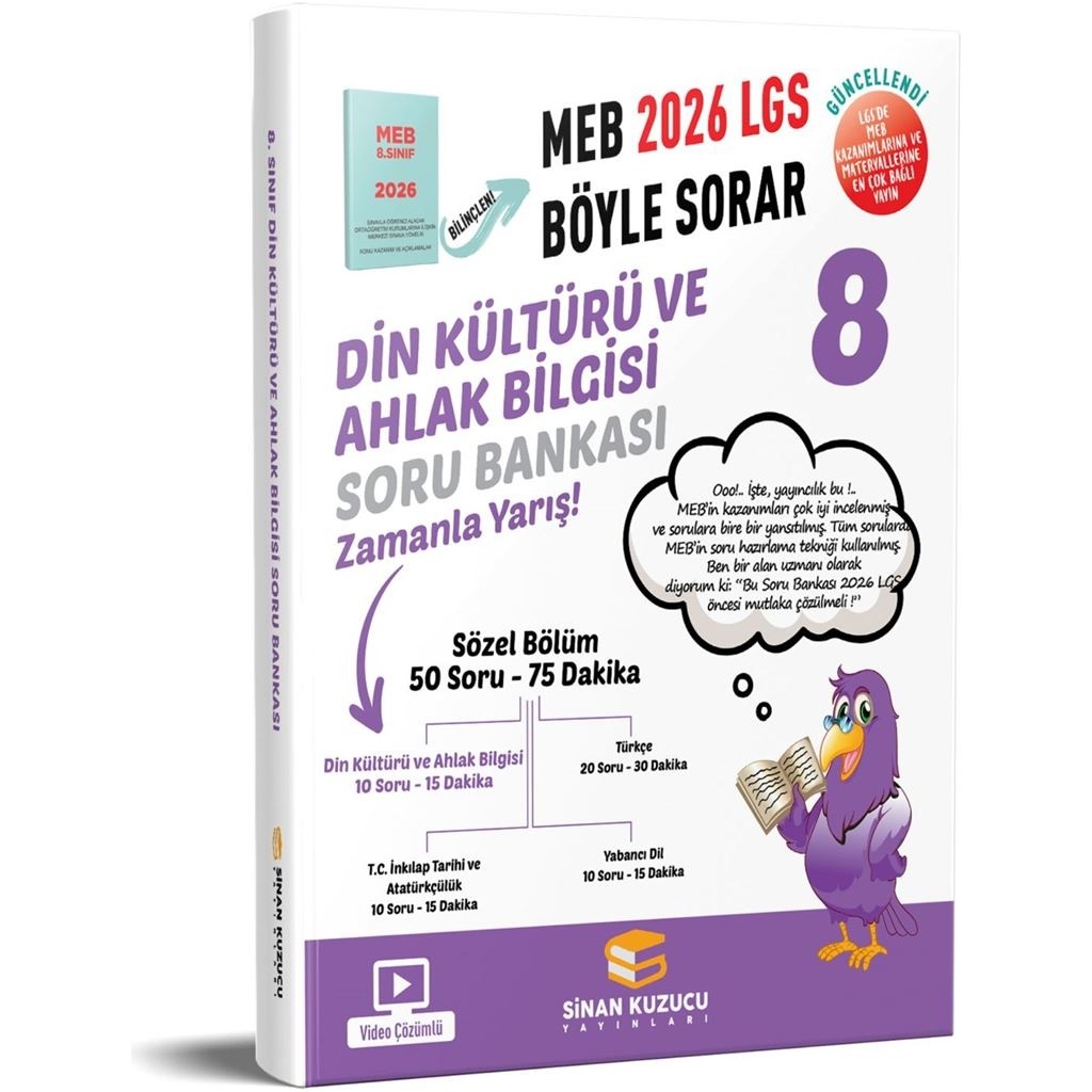 Sinan Kuzucu Yayınları 8. Sınıf 2026 Din Kültürü ve Ahlak Bilgisi Soru Bankası Kaynak Kitapları Fiyatı
