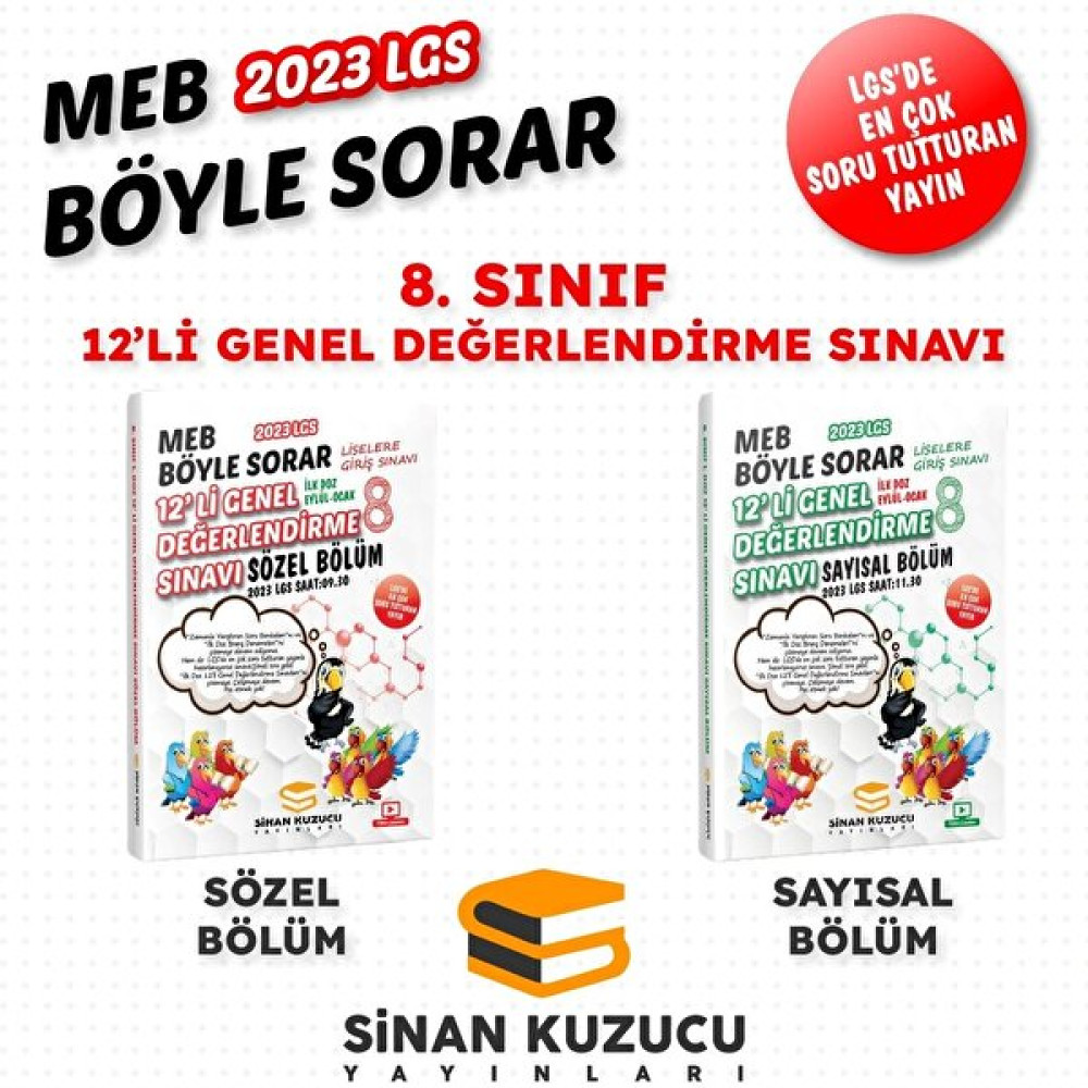 Sinan Kuzucu Yayınları 8. Sınıf Lgs Sayısal Sözel Tüm Dersler 12'li Değerlendirme Sınavı Soru Bankası Sinan Kuzucu (Bolnot'a Özel Güncel Içeriğe Sa... Tüm Dersler Fiyatı