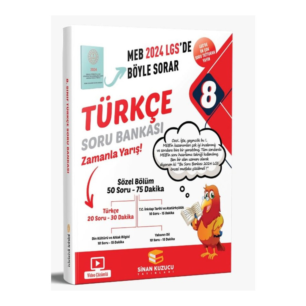 SİNAN KUZUCU YAYINLARI 8.sınıf 2024 Lgs Türkçe Soru Bankası Yardımcı Kitaplar Fiyatı