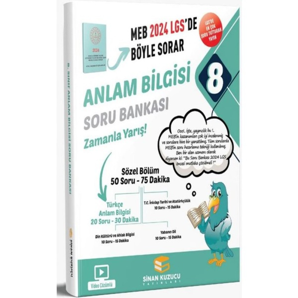 Sinan Kuzucu Yayınları LGS 2024 Anlam Bilgisi Soru Bankası Türkçe Fiyatı