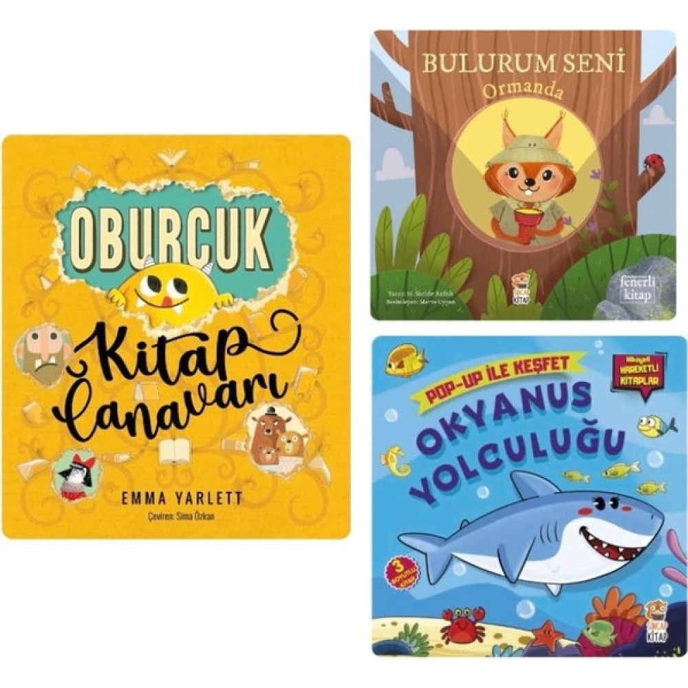 Sincap Kitap 3'lü Set ( Fenerli Bulurum Seni Ormanda - Oburcuk Kitap Canavarı - Okyanus Yolculuğu ) Çocuk Masal Fiyatı