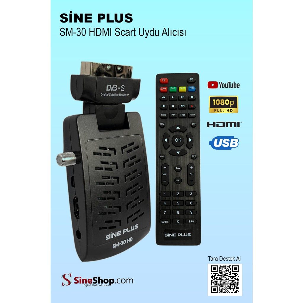 Sine Plus Sineplus Sm-30 Hd Uydu Alıcısı HDMI Scart Çıkışlı Diğer Fiyatı
