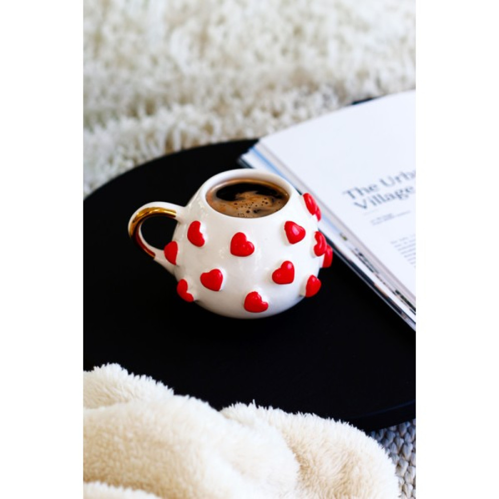 Sinem Yaman Home Balon Kalp Seramik Kupa / El Yapımı Seramik Mug Kupa - Beyaz - 200 ml Fincan / Bardak / Kahve Takımı Fiyatı