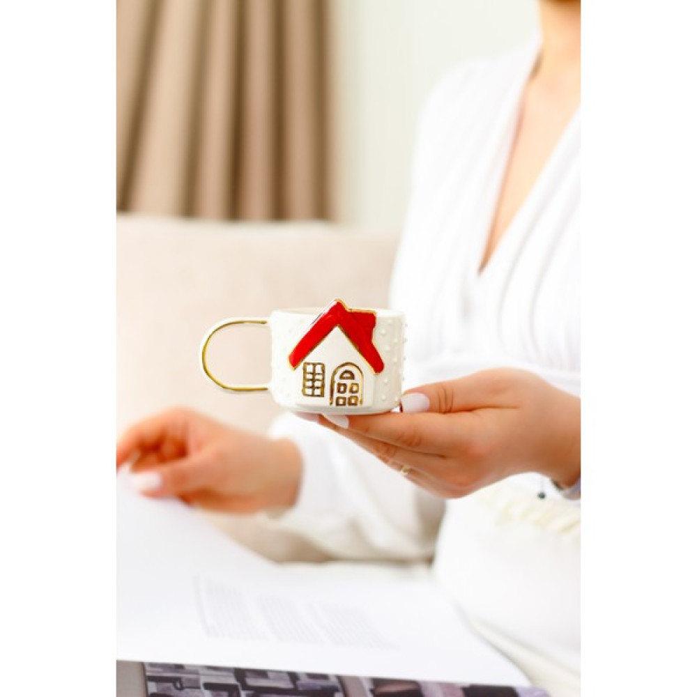Sinem Yaman Home House Içi Figürlü Mug / Elyapımı Seramik Double Mug - Beyaz - 140 ml Oto Boyaları Fiyatı
