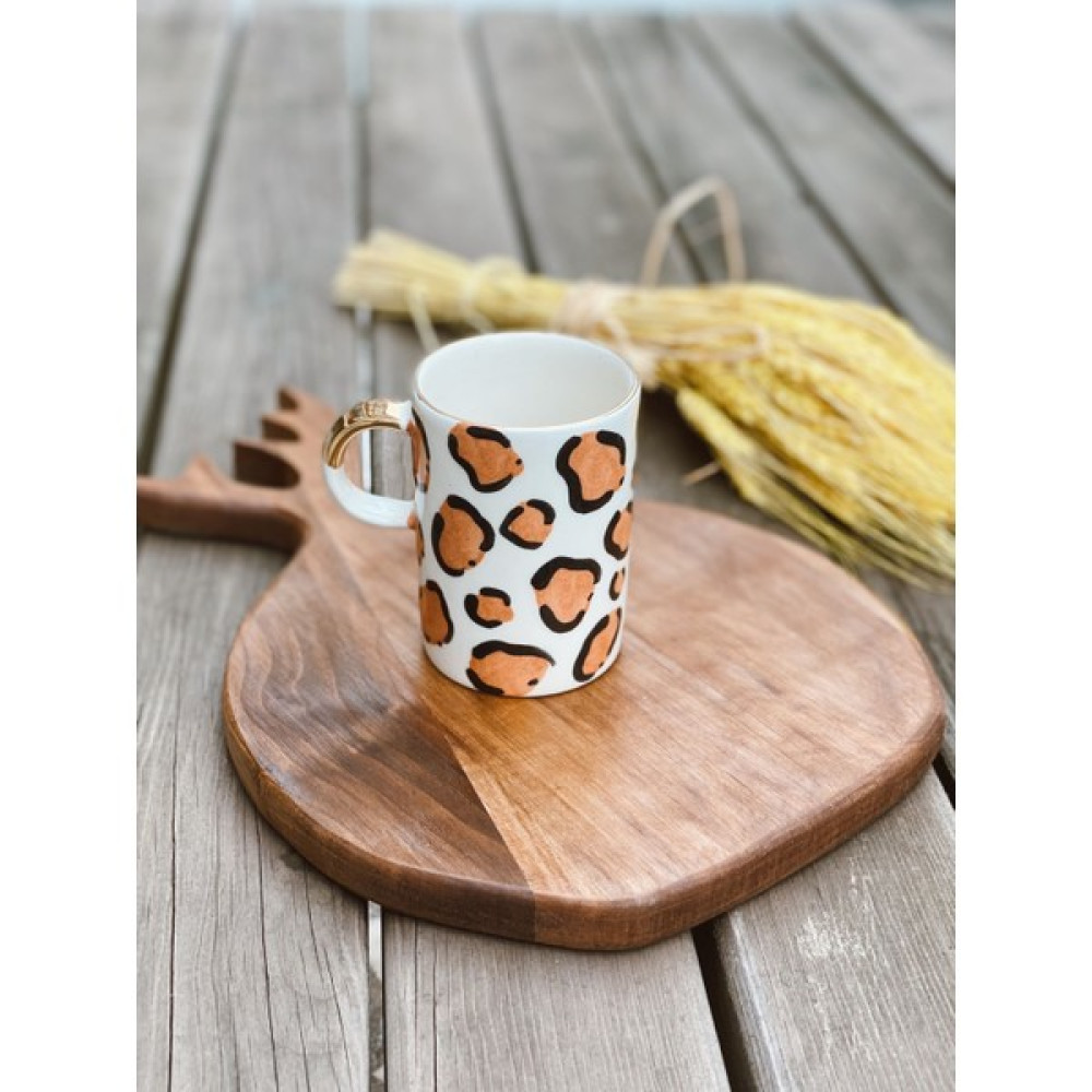 Sinem Yaman Home Leopar Seramik Kupa / El Yapımı Seramik Kupa - Beyaz - 250 ml Fincan / Bardak / Kahve Takımı Fiyatı