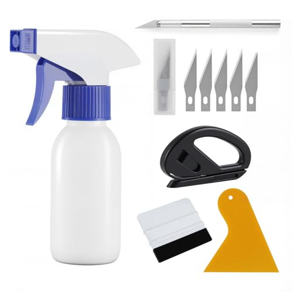 SINGARO Car Window Film Kit, 5PCS Car Glass Protective Window Tinting Privacy Film Tools, Including Vinyl Scraper, Felt Scraper, Cutter with Blade, Film Cutter, Spray Bottle