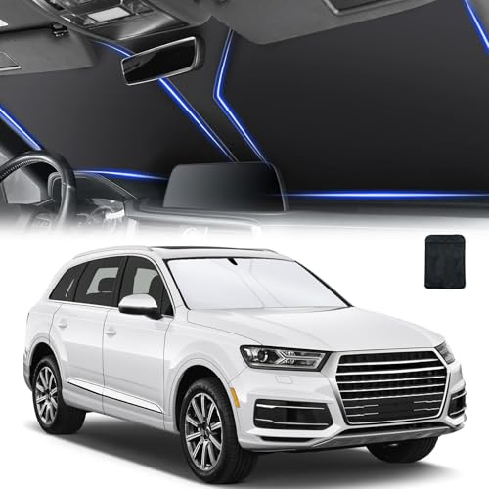 SINGARO Universal Car Windshield Sun Shade, Foldable Reflective Sun Shade for Car Windshield, Car Window Shades, Car Sun Shade Windshield with Overlapping Design, Car Interior Accessories