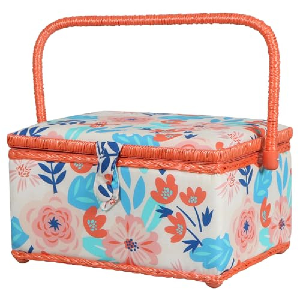 SINGER 40355 Sewing Basket with Removable Storage Tray, Floral Print