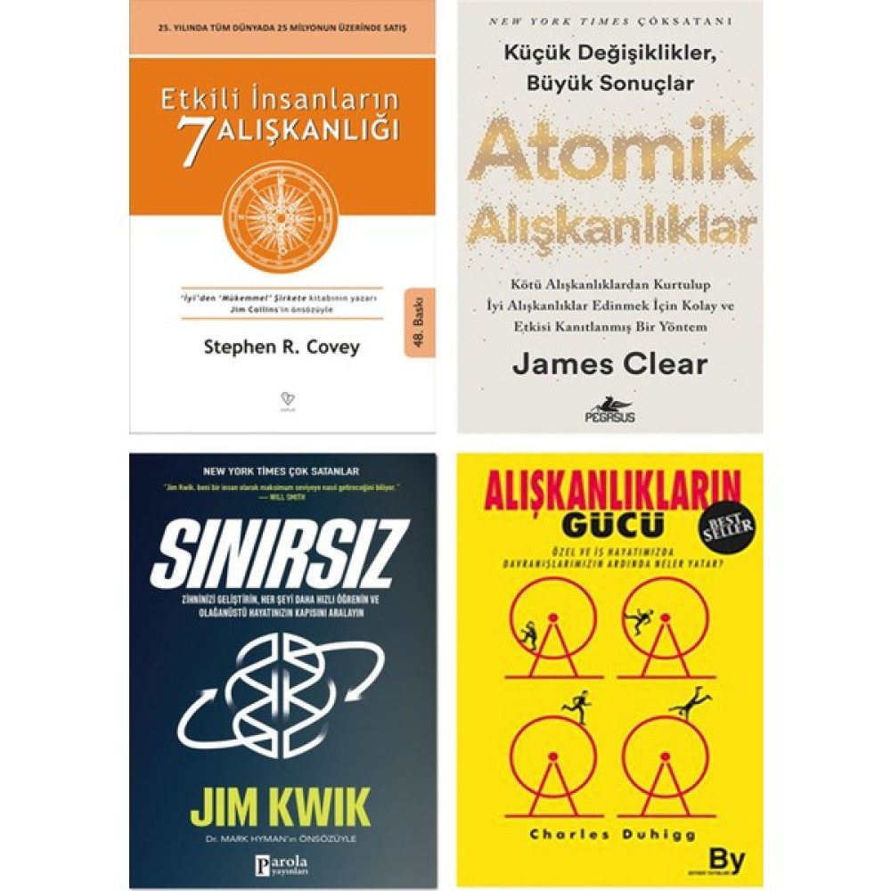 Sınırsız - Jim Kwik - Atomik Alışkanlıklar - James Clear - Etkili İnsanların 7 Alışkanlığı - Stephen Covey - Alışkanlıkların Gücü - Charles Duhigg ... Kişisel Gelişim ve Psikoloji Fiyatı