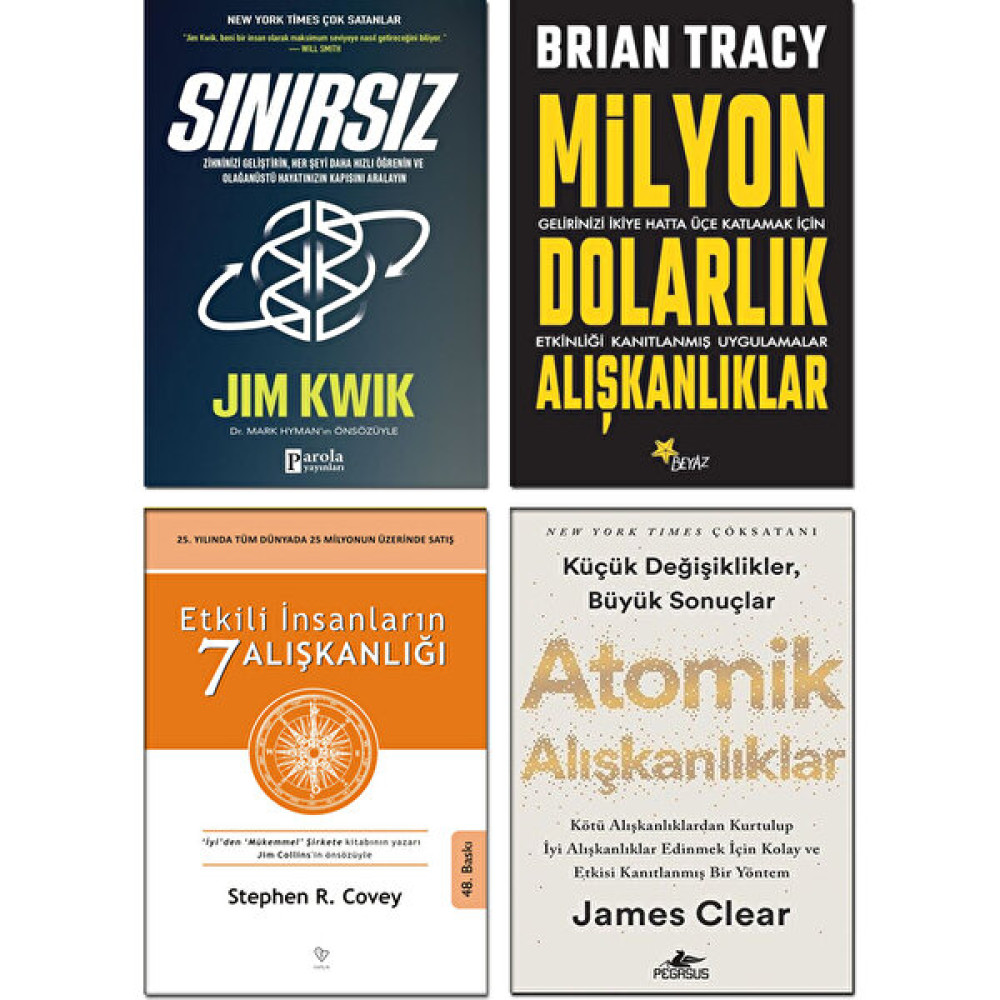 Sınırsız - Jim Kwik - Atomik Alışkanlıklar - James Clear - Milyon Dolarlık Alışkanlıklar - Brian Tracy - Etkili İnsanların 7 Alışkanlığı - Stephen ... Kişisel Gelişim ve Psikoloji Fiyatı