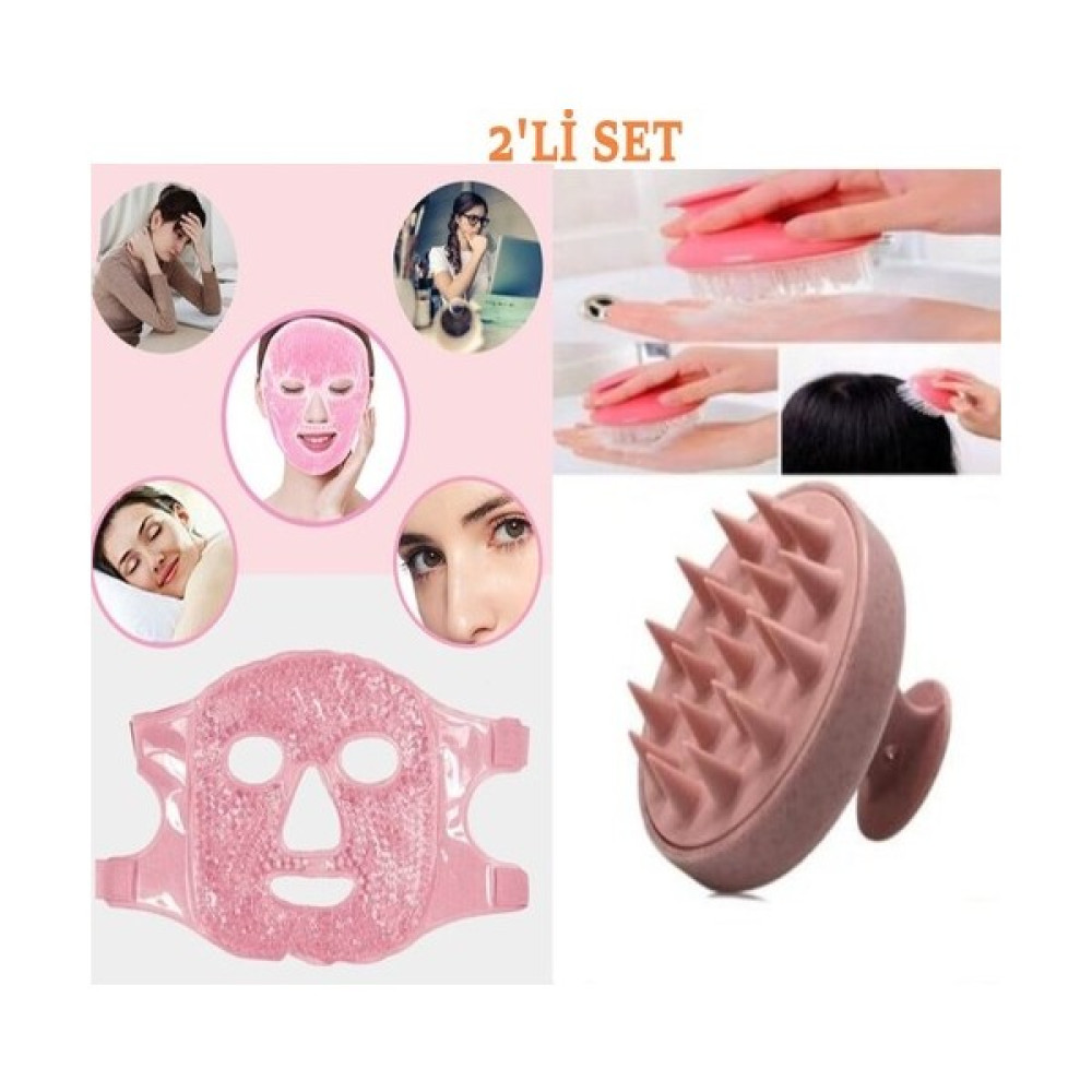 Sinka Buz Jel Toplar Maske Pembe + Duş Masaj Tarak Silikon Maske Set Maskeler Fiyatı