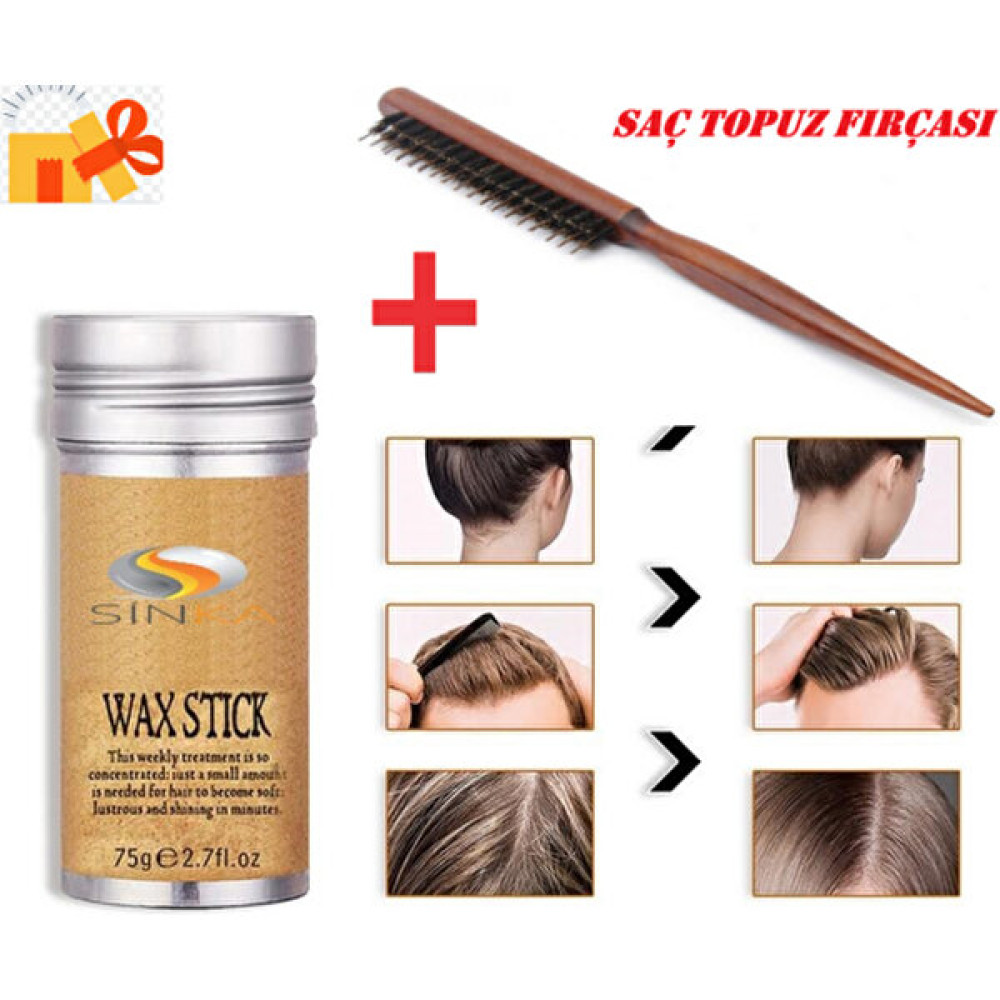 Sinka Stick Wax Saç Sabitleyici Hair 75GR Unisex Ultra Etkili + Topuz Fırça Saç Şekillendirici Krem Fiyatı