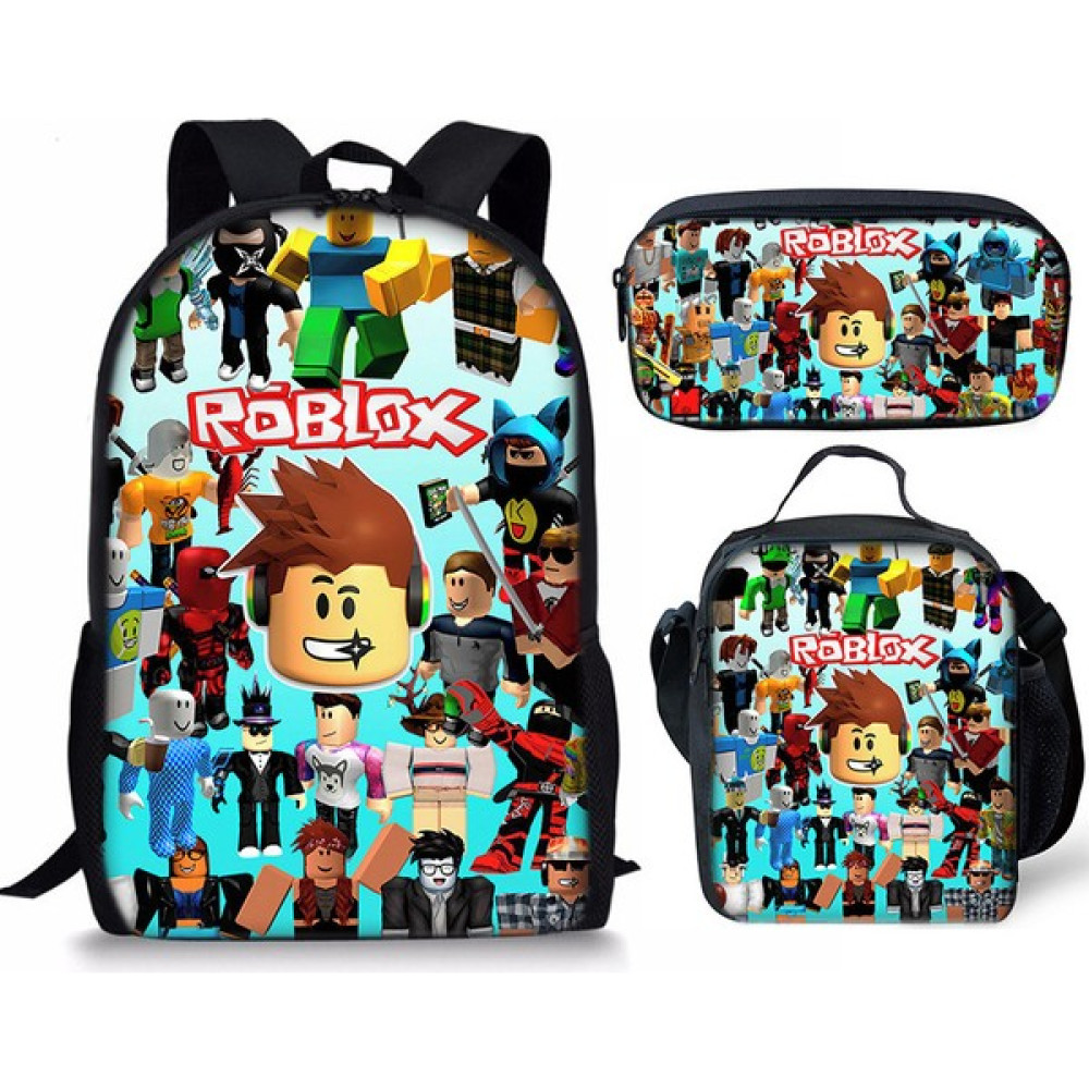 Sinley Roblox 3D Baskılı Okul Çantası Sırt Çantası Üç Parçalı Set (Yurt Dışından) - siyah - 3 Okul Çantası Fiyatı