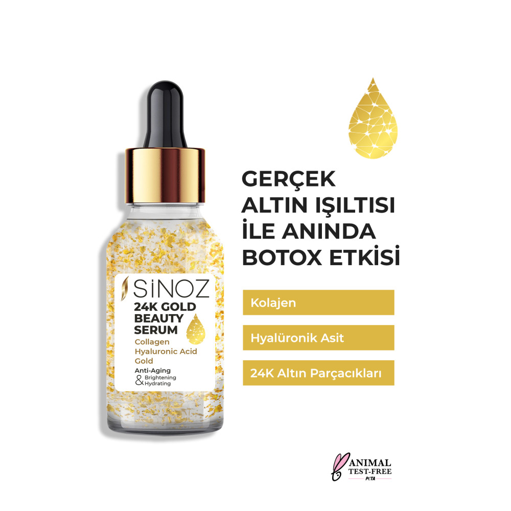 SİNOZ 24k Altın Parçacıklı Hyaluronik Asit Içeren Kırışıklık Karşıtı Kolajen Cilt Bakım Serum 30 ml Cilt ve Yüz Bakımı Fiyatı