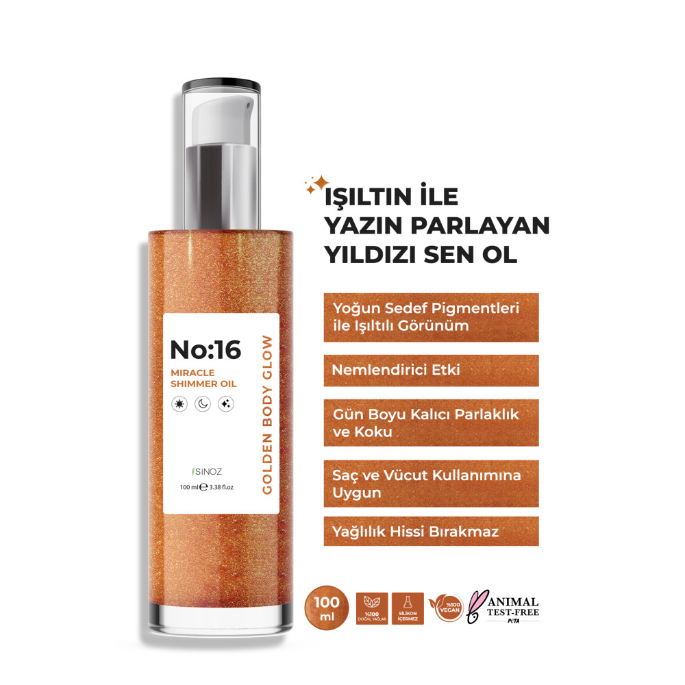 SİNOZ No:16 Mucizevi Işıltılı Saç Ve Vücut Bakım Yağı 100 Ml - Parıltılı Nemlendirici Bakım Cilt ve Yüz Bakımı Fiyatı