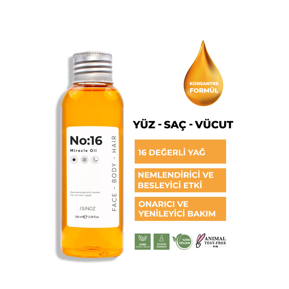 SİNOZ No:16 Nemlendirici Besleyici Yenileyici Işıltı Verici Mucizevi Onarıcı Bakım Yağı 100 ml Cilt ve Yüz Bakımı Fiyatı