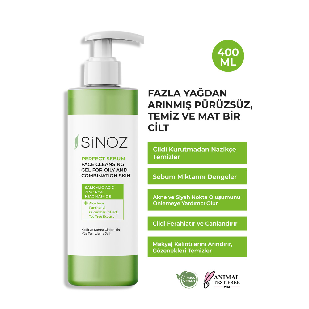 SİNOZ Perfect Sebum Dengeleyici Yüz Temizleme Jeli 400 ml Yağlı Karma Ciltler Için Cilt Temizleme ve Peeling Fiyatı
