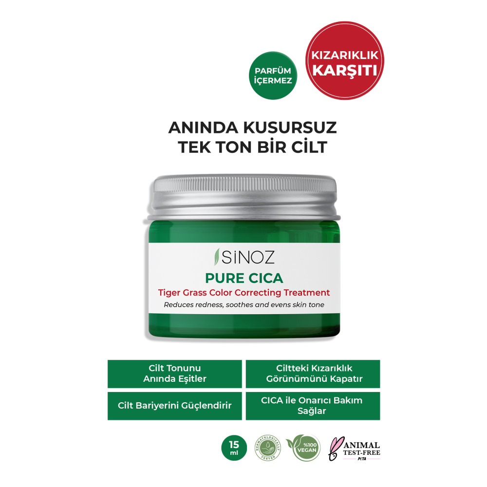 SİNOZ Pure Cica Tiger Grass Ton Eşitleyici Yoğun Onarıcı Yatıştırıcı Kızarıklık Karşıtı Yüz Kremi 15 ml Cilt ve Yüz Bakımı Fiyatı