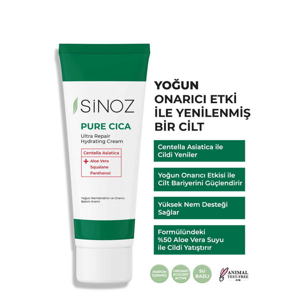SİNOZ Pure Cica Yoğun Onarıcı Yatıştırıcı Nemlendirici Bakım Kremi 50 ml Tahriş Olmuş Hasarlı Ciltler Için Cilt ve Yüz Bakımı Fiyatı