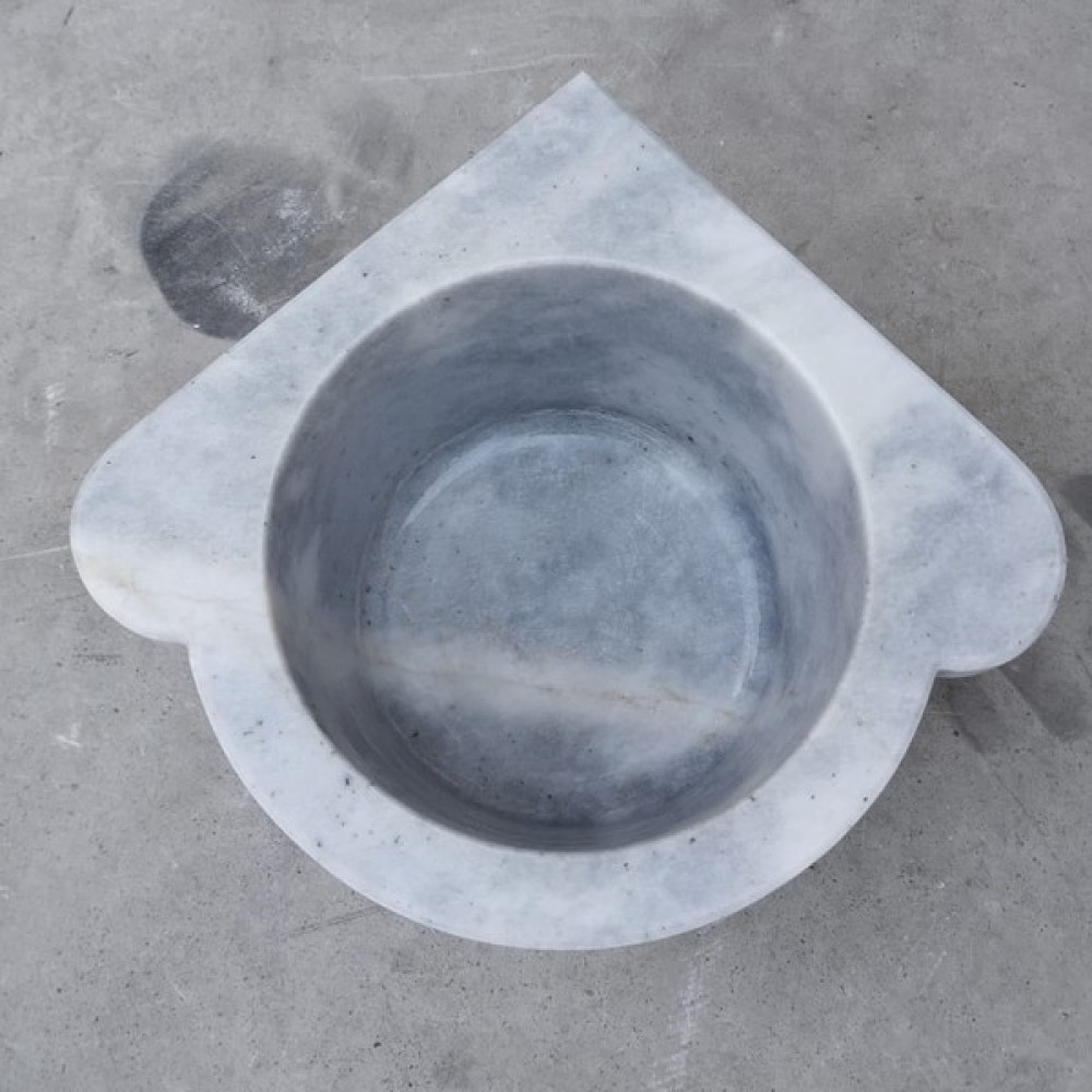 Sipahi Marble Afyon Bulutlu Mermer Düz Köşe Mini Kurna - Beyaz - Mavi Lavabo Fiyatı