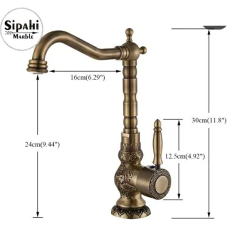 Sipahi Marble Antik Işlemeli Kısa Lavabo Bataryası Bataryalar & Musluklar Fiyatı