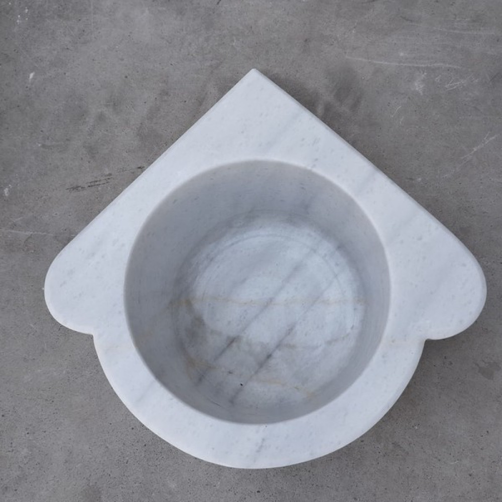 Sipahi Marble Marmara Mermer Düz Mini Köşe Kurna - Beyaz - Mavi Lavabo Fiyatı