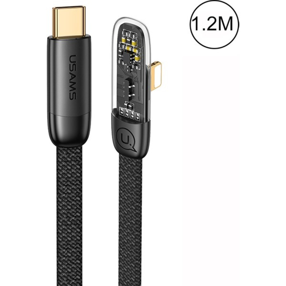 Sipariş Vakti Usams SJ583 20W Lightning To Type-C Dirsek Hızlı Şarj ve Veri Kablosu 1.2m Şeffaf Siyah Oto Boyaları Fiyatı