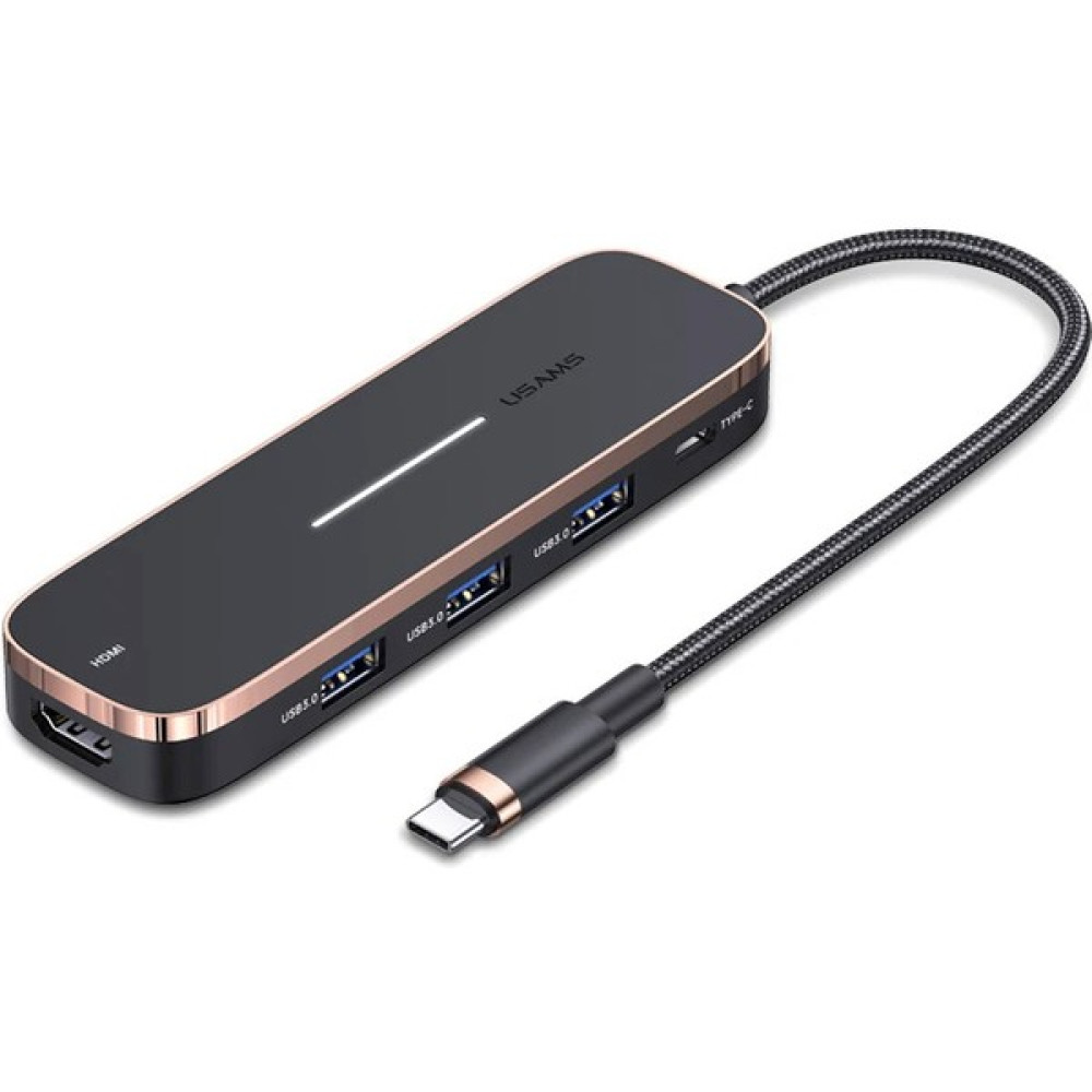 Sipariş Vakti Usams US-SJ578 5 In 1 Çok Fonksiyonlu Type-C Hub 3 Usb+Type-C+4k HDMI Ports - Siyah USB & Firewire Ürünleri Fiyatı
