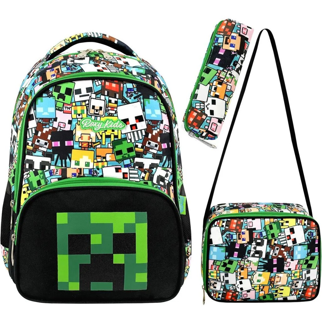 Sippo Trade Minecraft Mine Creeper Baskılı 3'lü Set Çanta, Termal Beslenme Çantası ve Kalem Kutusu Kalem & Yazı Gereçleri Fiyatı