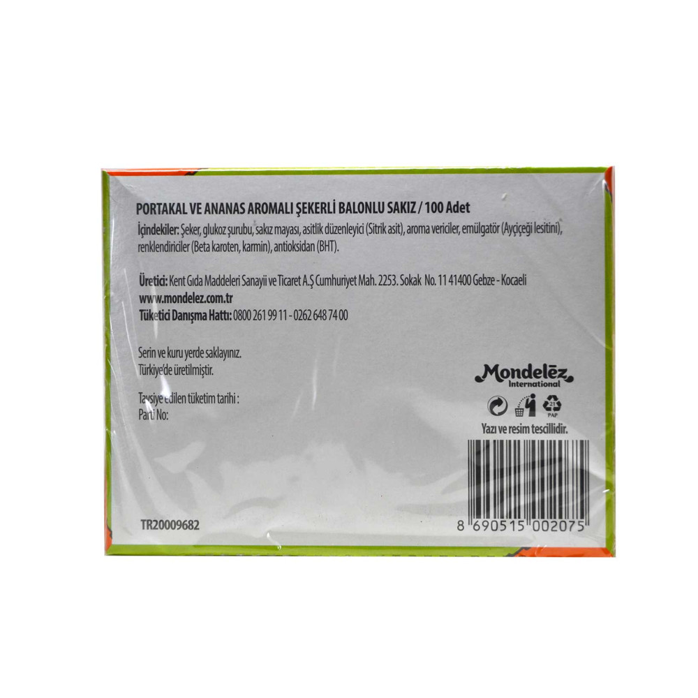 Şıpsevdi Sakız 100'lü Paket Portakal & Ananas Aromalı