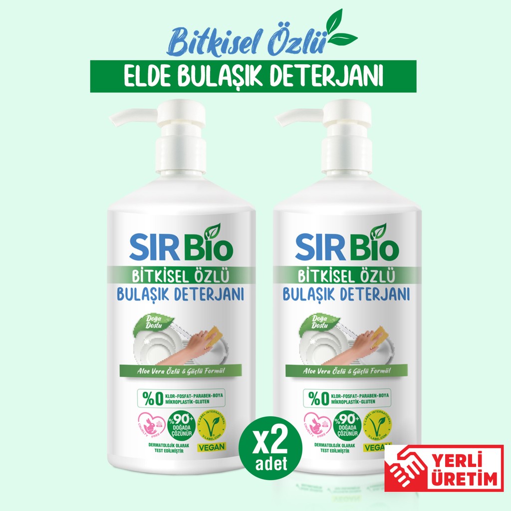 Sır Bio 2 Adet Bitkisel Özlü Elde Bulaşık Deterjanı Pompalı Şişe 1000 ml x 2 Aloe Vera İçerikli Bulaşık Yıkama Fiyatı