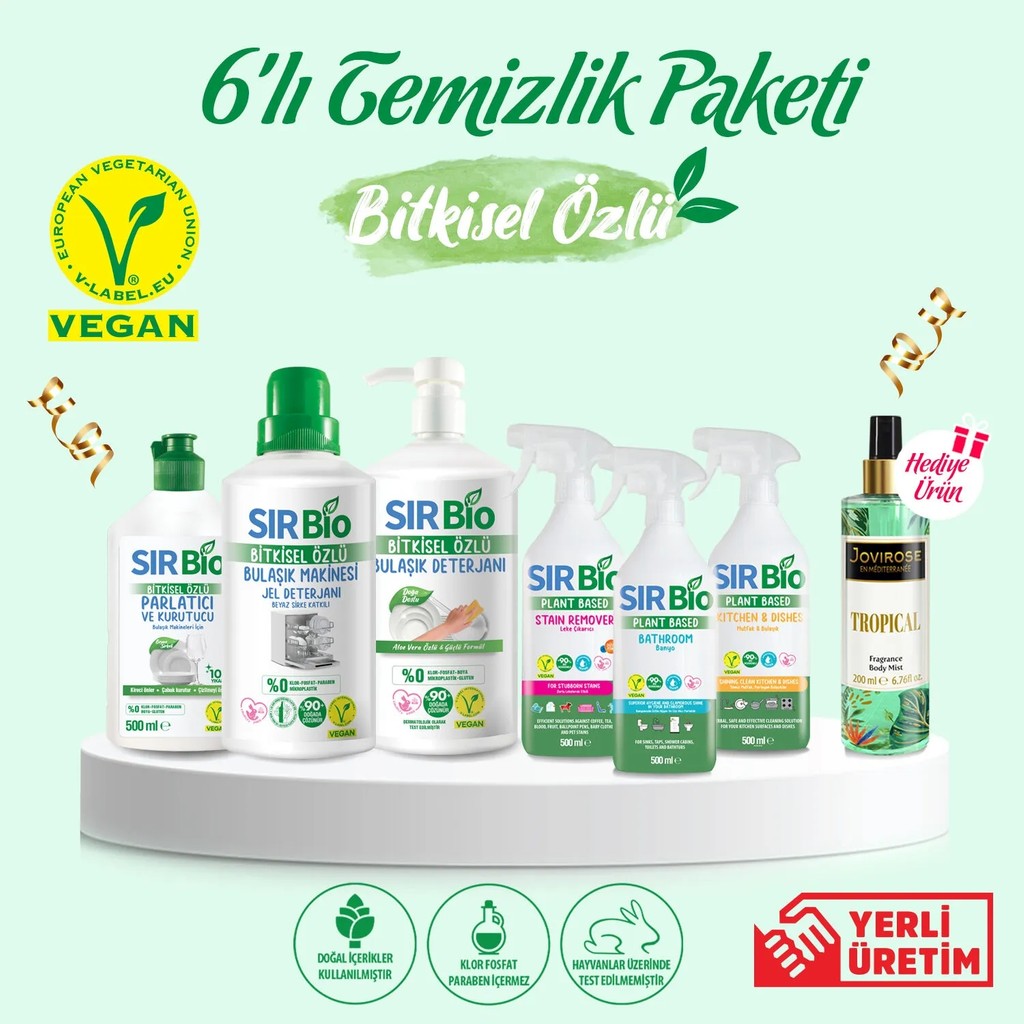 Sır Bio Bitkisel Özlü 6'lı Temizlik Paketi + Vücut Spreyi Hediyeli Diğer Fiyatı