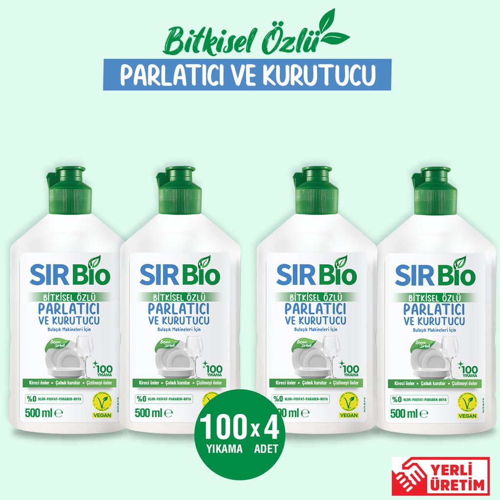 Sır Bio Bitkisel Özlü Bulaşık Makinesi Parlatıcı & Kurutucu 500 ml x 4 Vegan Özellikli Bulaşık Makineleri Fiyatı