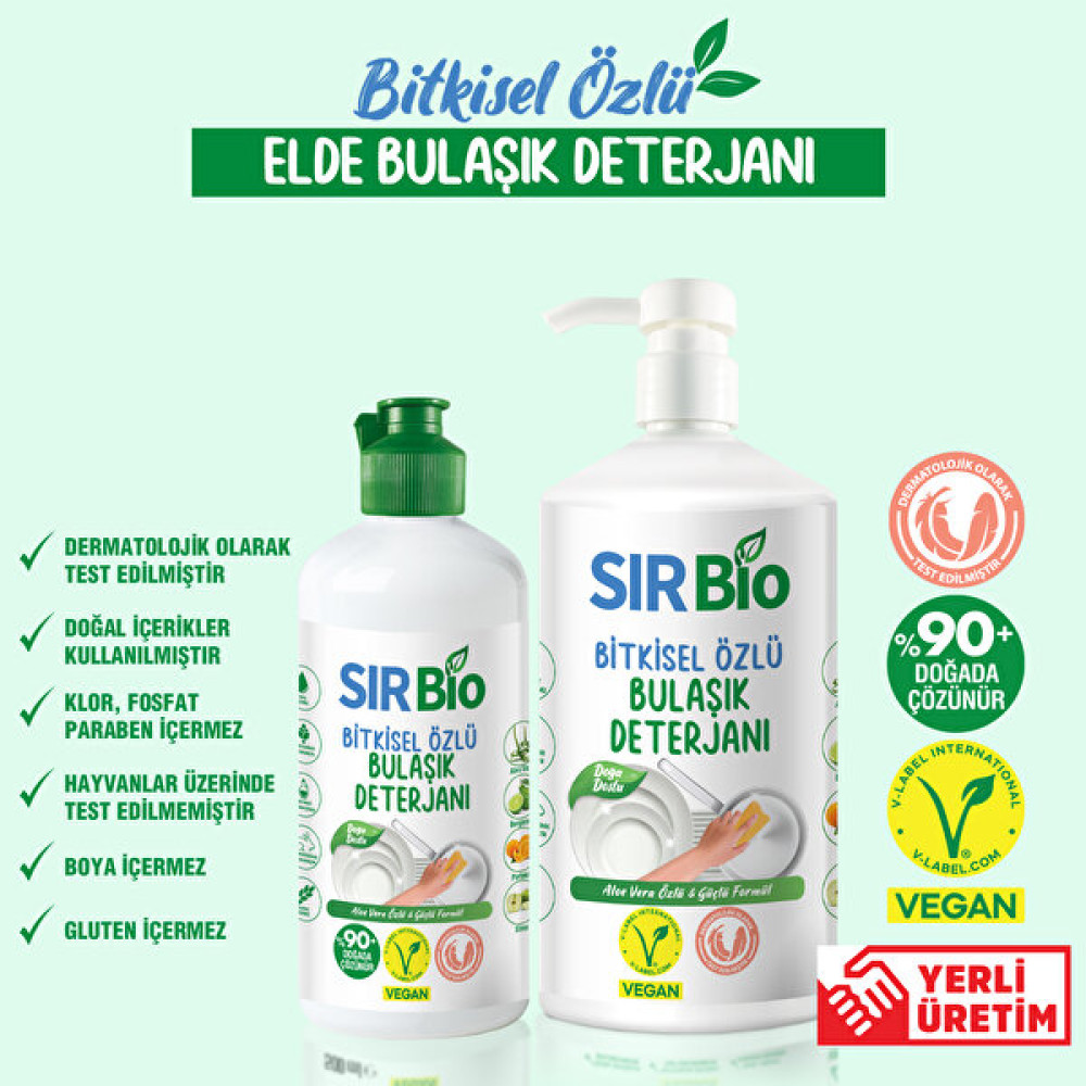 Sır Bio Bitkisel Özlü Elde Bulaşık Deterjanı 1000 ml Pompalı Şişe + 500 ml Bulaşık Yıkama Fiyatı