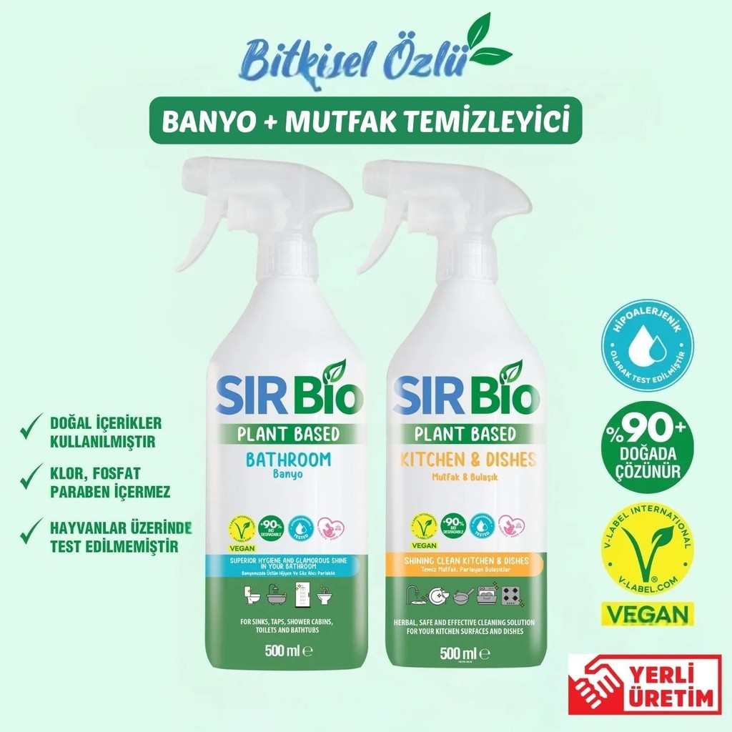 Sır Bio Mutfak Temizleyici 500 ml +Banyo Temizleyici 500 ml - Şeffaf Deterjan ve Temizlik Ürünleri Fiyatı